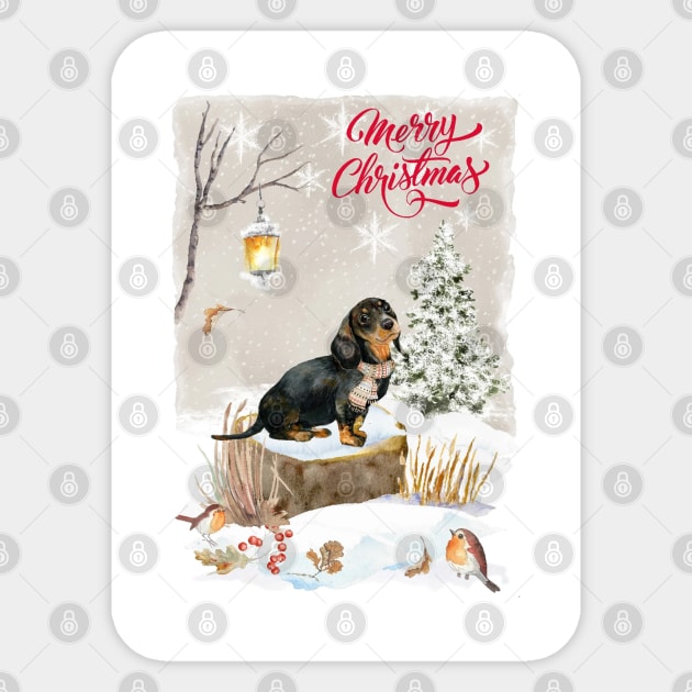 Black And Tan Dachshund Puppy Merry Christmas Santa Dog Sticker by Puppy Eyes